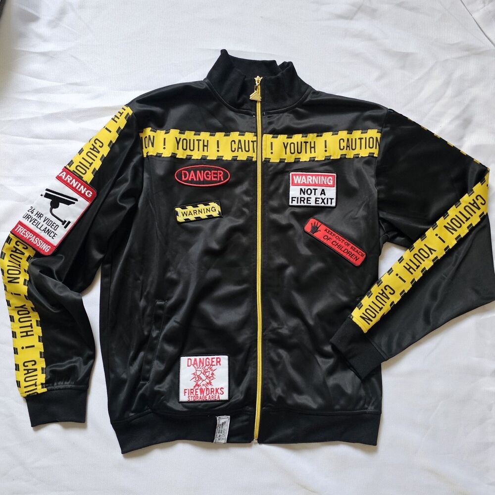 RS1NE Dangerous Youth Streetwear Jacket Mens M Warning Tape Graphic